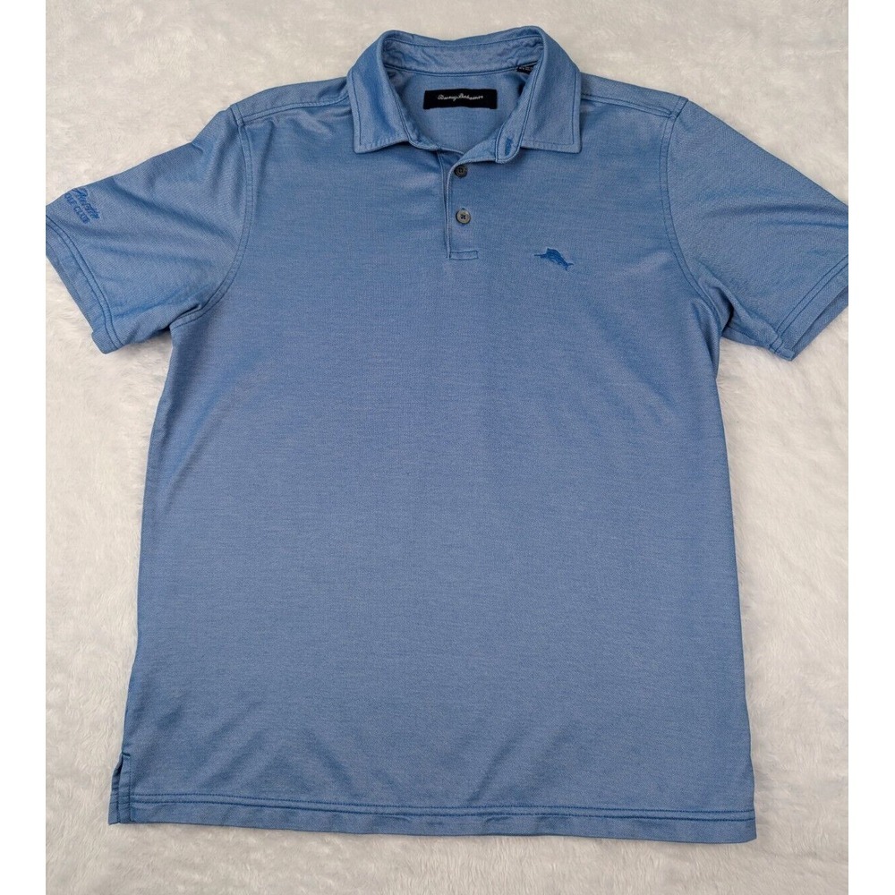 Tommy Bahama Polo Shirt Men's M Pima Cotton/Poly Blend Blue Embroidered Logo